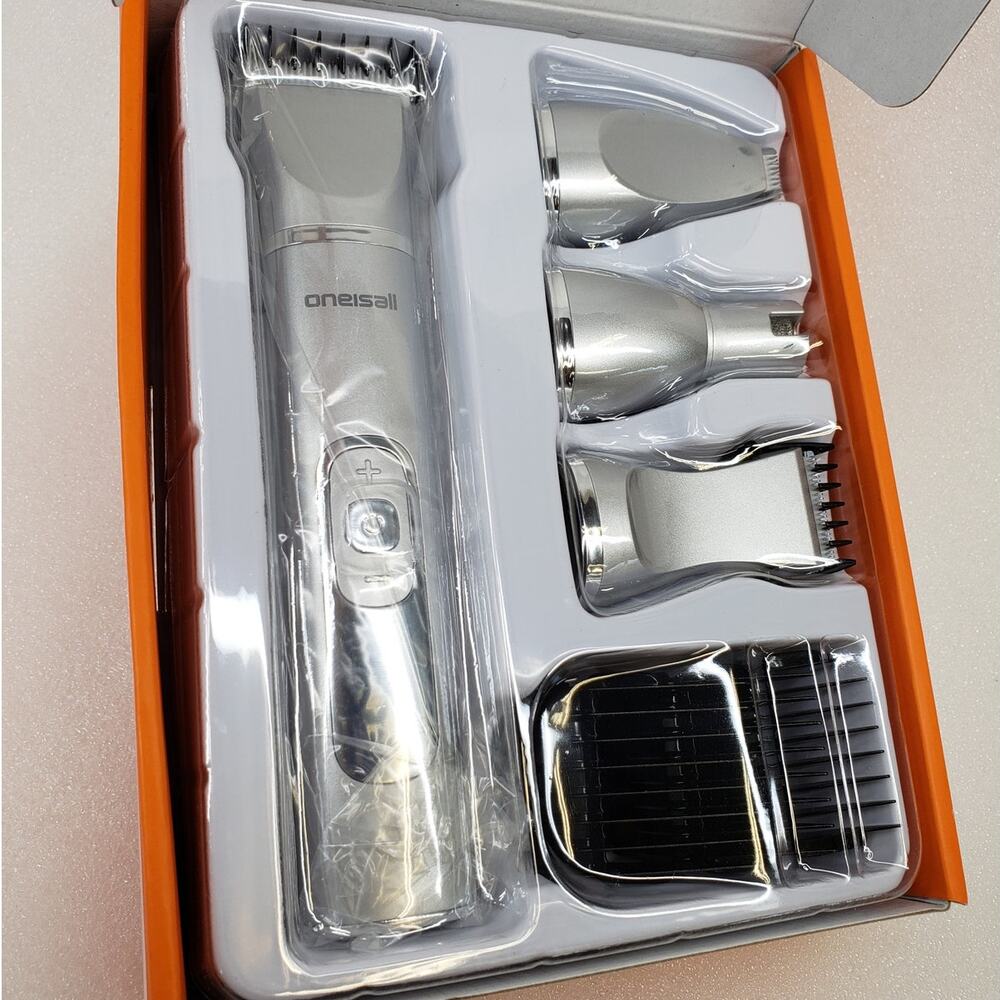 Oneisall Low Noise Rechargeable Pet Grooming Clipper Kit (Silver)
